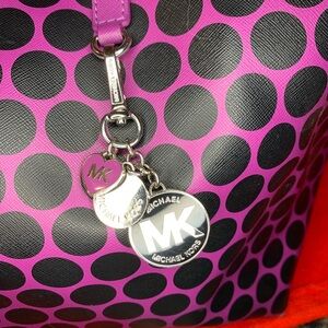 MK: Michael Kors Purple & Black polka dot Tote